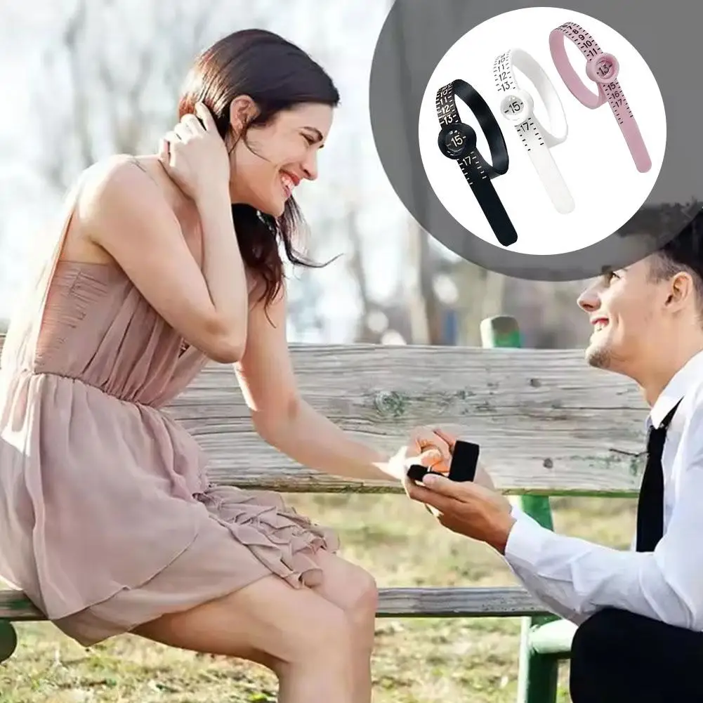 US/HK/EU/UK Size Ruler Measuring Tape Measuring Tool Finger Coil Size with Filter Glass Magnifying Annular Q8C5