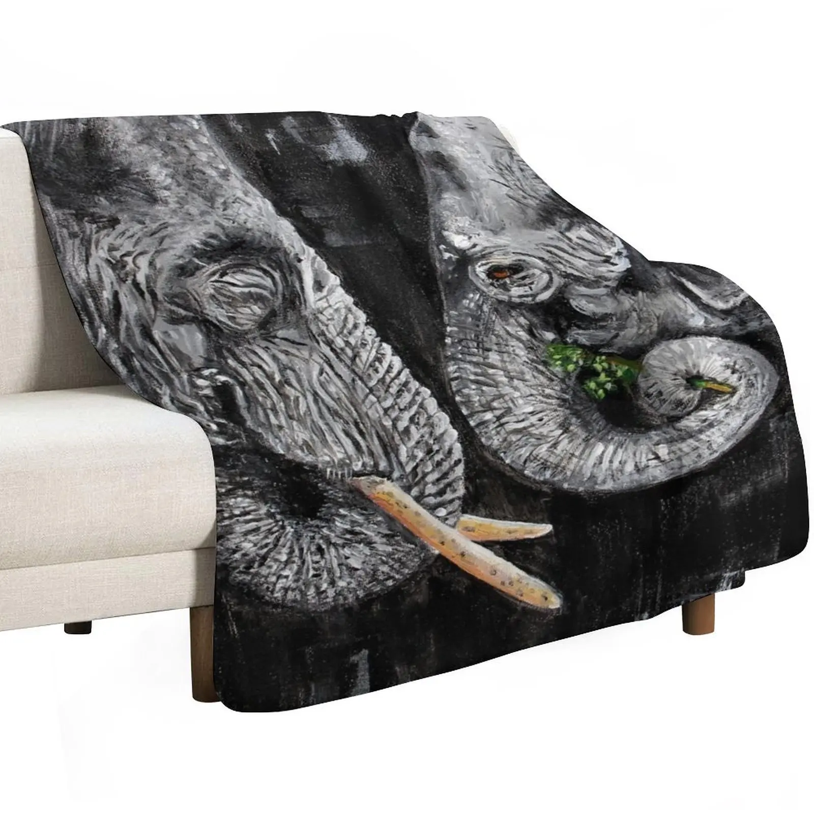 

Elephant face to face Throw Blanket Cute Plaid Blankets Sofas Of Decoration Bed covers Blankets