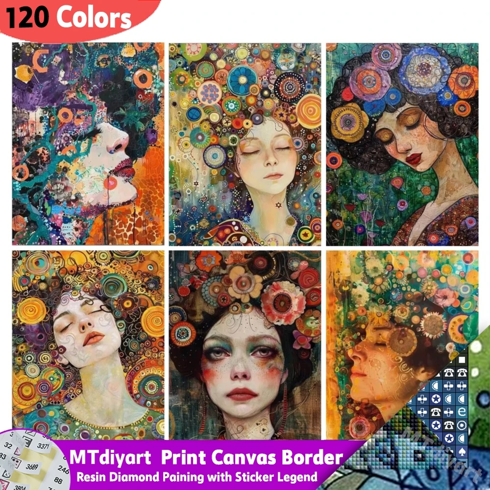

120 цветов, смола, сделай сам, алмазная живопись, Густава Климта, женские наборы, новая коллекция, полная мозаика, знаменитая винтажная женская картина