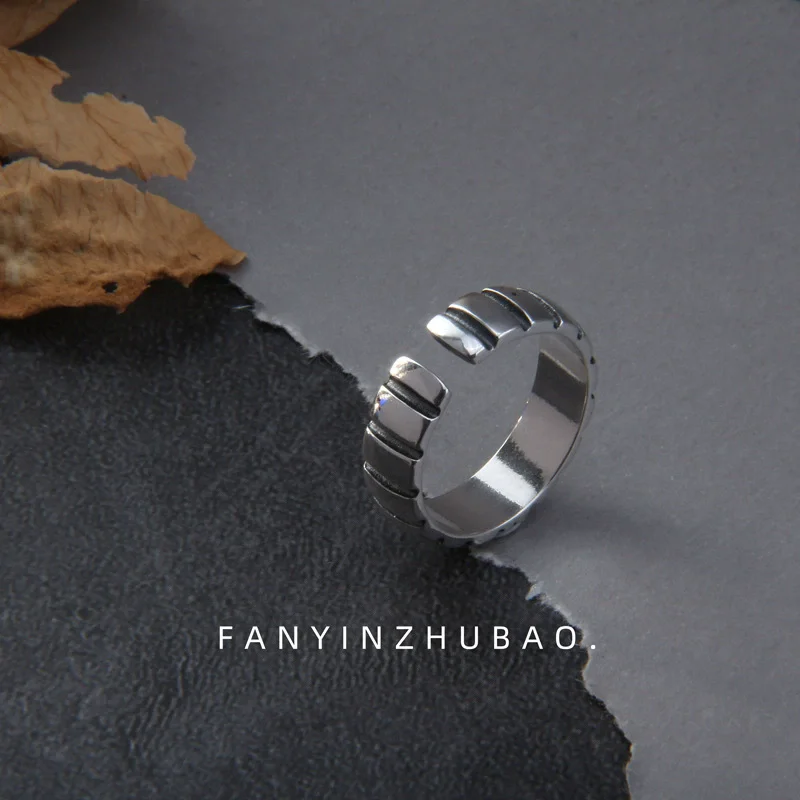 Anillo abierto de plata de ley S925, joyería de moda, nudo de lazo Retro, pequeño y elegante, exquisito, desgastado y a la moda