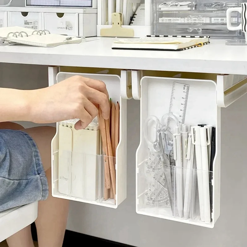 Under-Table  Drawer - Adhesive Storage Organizer For Office & Home, Large-Capacity For Stationery & Cosmetics