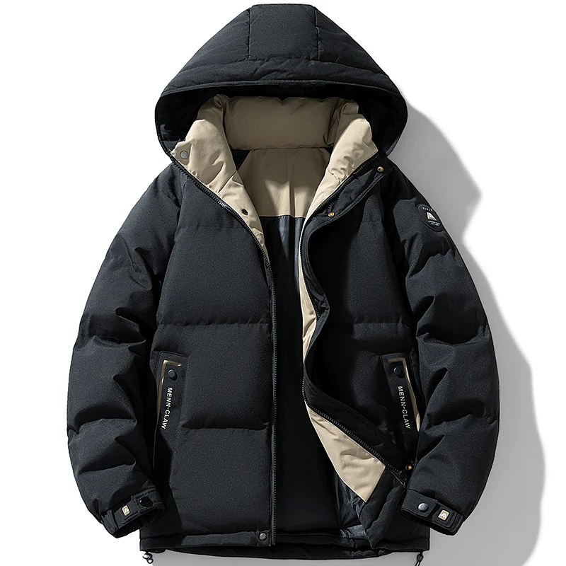 

Men Hooded Cotton Jacket for Winter Male Windproof Thick Cotton Warm Coat Windproof Warm Cotton Padded Jacket Trendy Brand