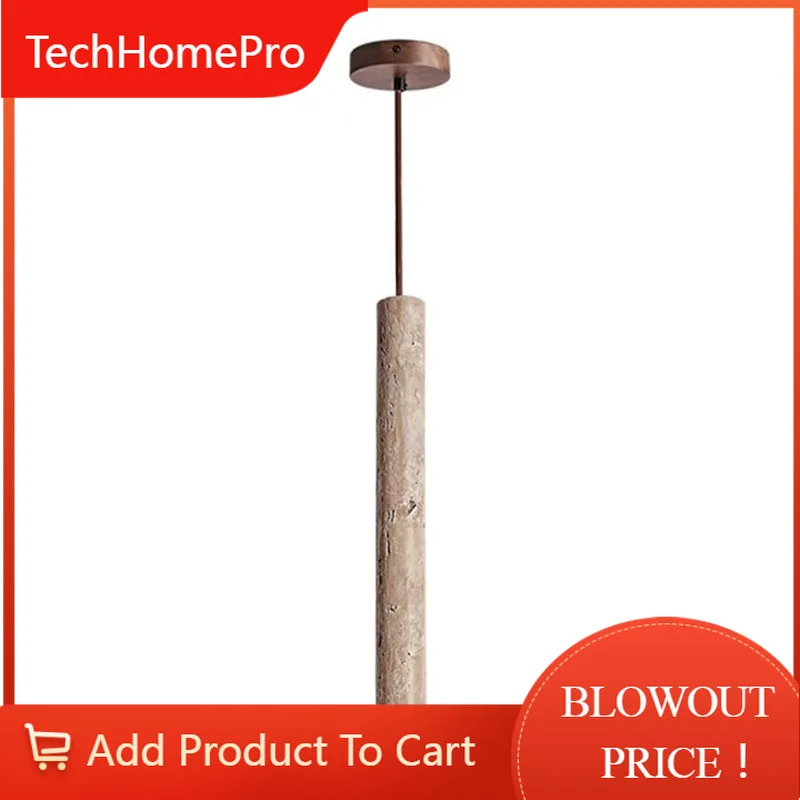 TechHPModern Cylindrical ShapeTravertine Led Pendant LampStudy Homestay Bedroom Bedside Atmosphere