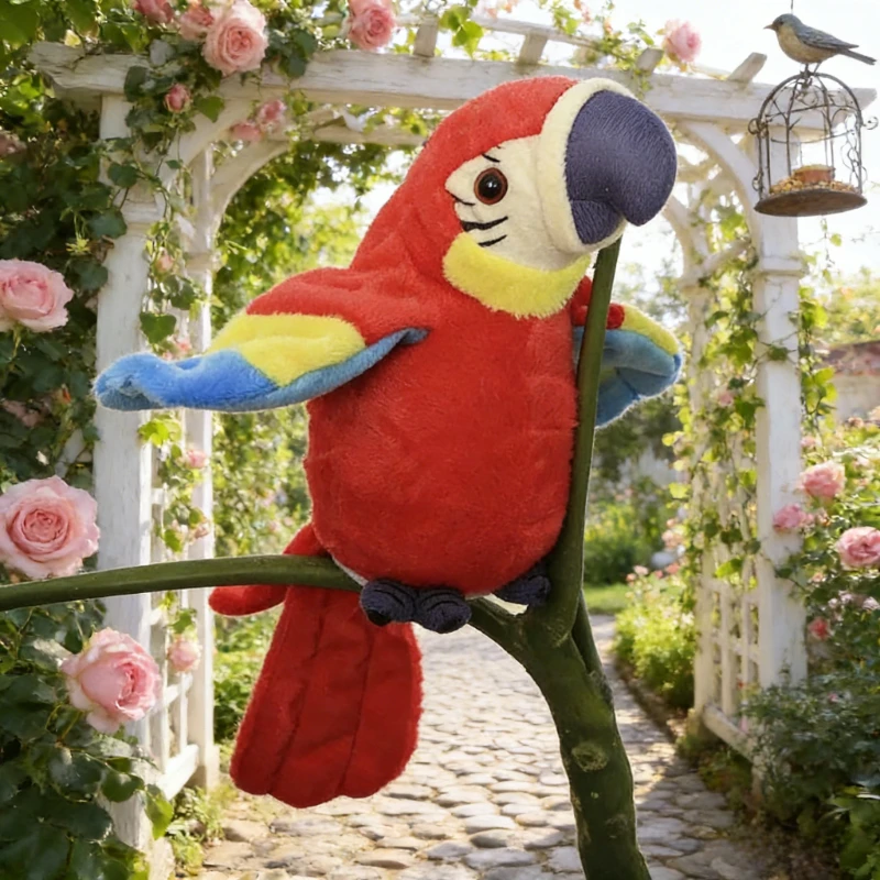 Registro electrónico, pájaro animado, loro que habla, juguetes de peluche para mascotas, guacamayo, loro, repetir lo que dice, Animal relleno, juguete de peluche