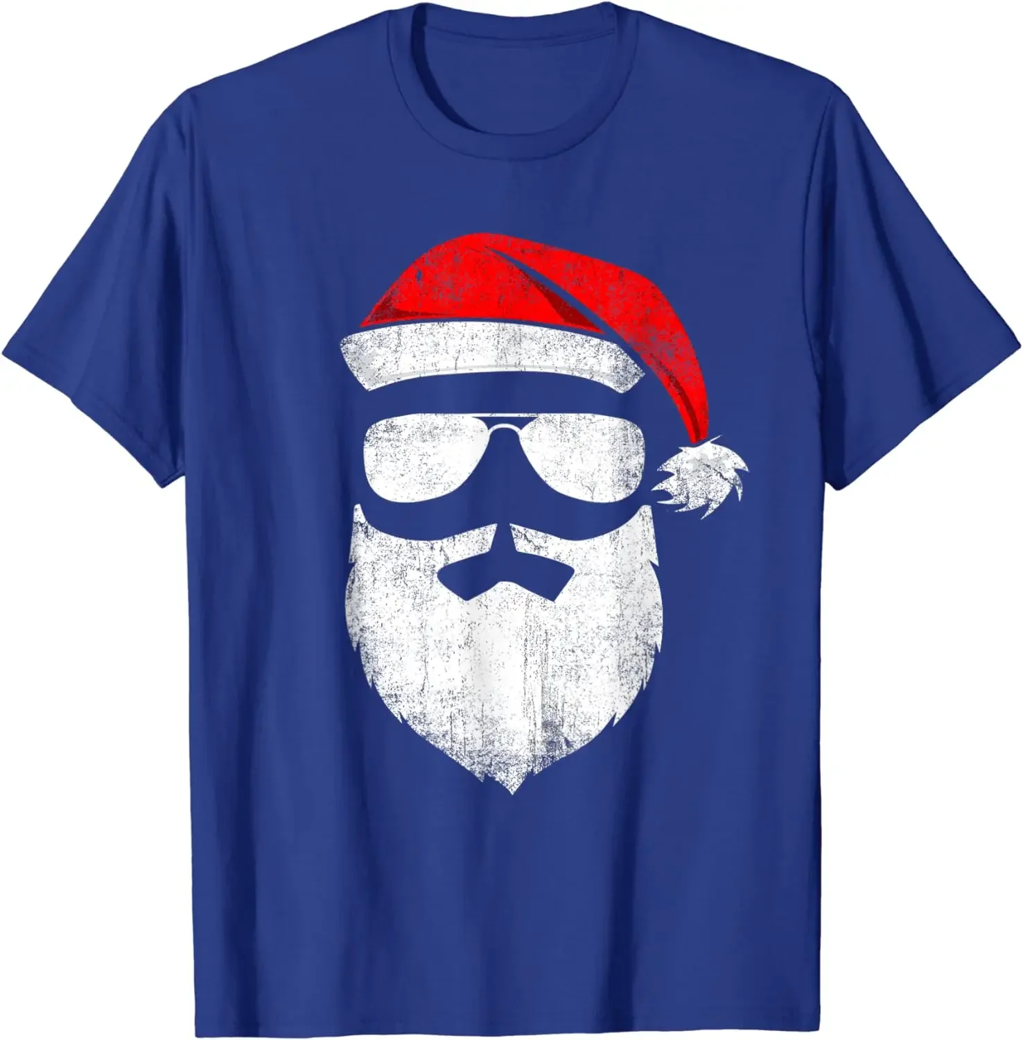 Funny Santa Claus Face Sunglasses with Hat Beard Christmas T-Shirt for Men Women Casual Daily Four Seasons Streetwear