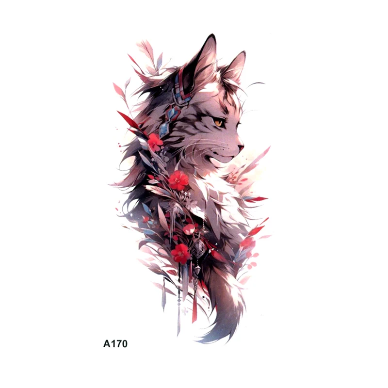 Cat Girl Waterproof Temporary Tattoo Stickers Body Art Henna Tattoo Sticker Fake Tatoo Women