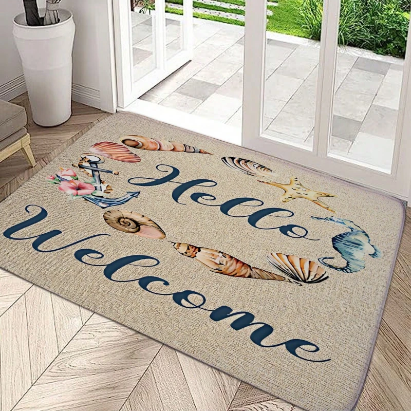 Floor Patterned Home Welcome Letter Print Door Mat Absorbent Quick-Drying Non-Slip Entrance Carpet For Living Room Bedroom Rug