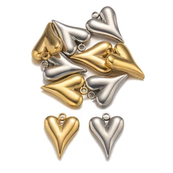 5Pcs Stainless Steel Gold No Fade Love Heart Charms Pendants DIY Earrings Necklaces Jewelry Making Supplies Accessorie Wholesale