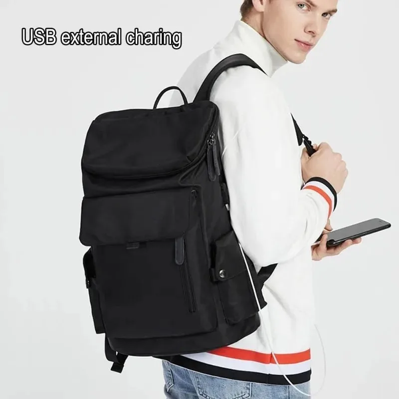 Mochila para ordenador portátil de 17,3 pulgadas para hombre, bolsa de viaje impermeable delgada con puerto de carga USB, antirrobo, gran bolsa para ordenador portátil de trabajo