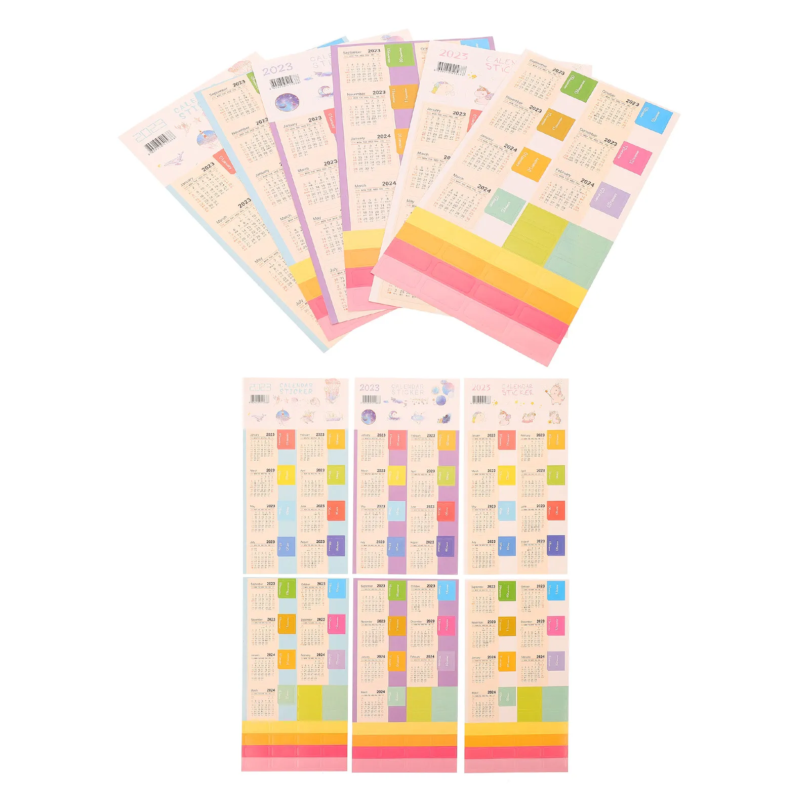 12Sets Colored Calendar Index Stickers Monthly Planner Accessories Functional Bookmark Labels for Notebooks Journals Scheduling