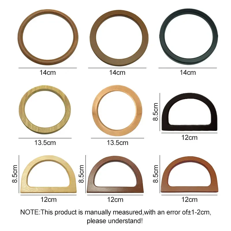 YOMDID 2PCS Round D-shaped Bag Handle Wood Handbag Tote Handles DIY Bag Making Replacement Only the Handle Handcraft Accessories