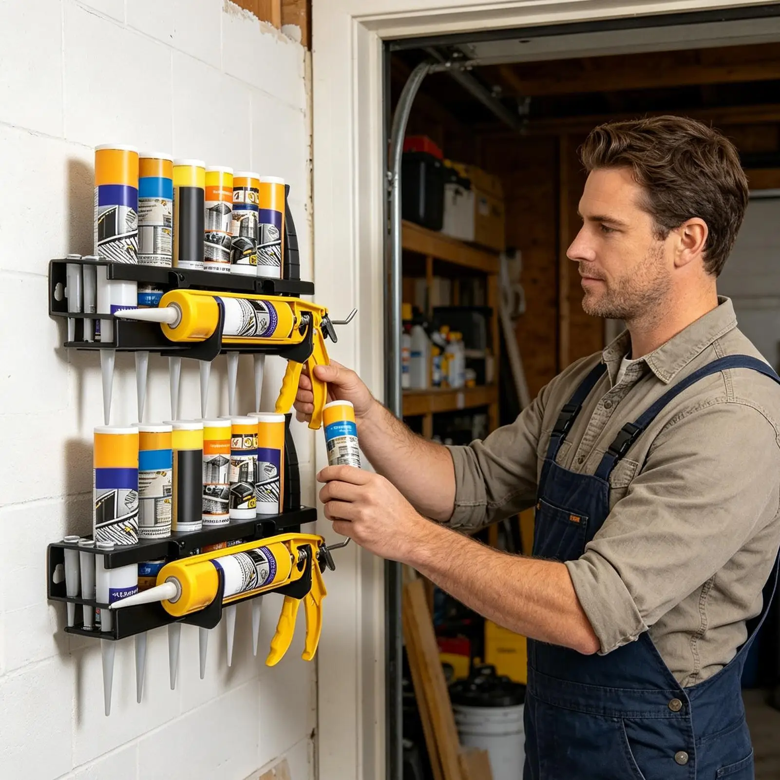 

Spray Can Organizer Sealing Pipe Storage Rack Workshop Wall Sealant Holder For Industry Garage Home Shed Storehouse Warehouse