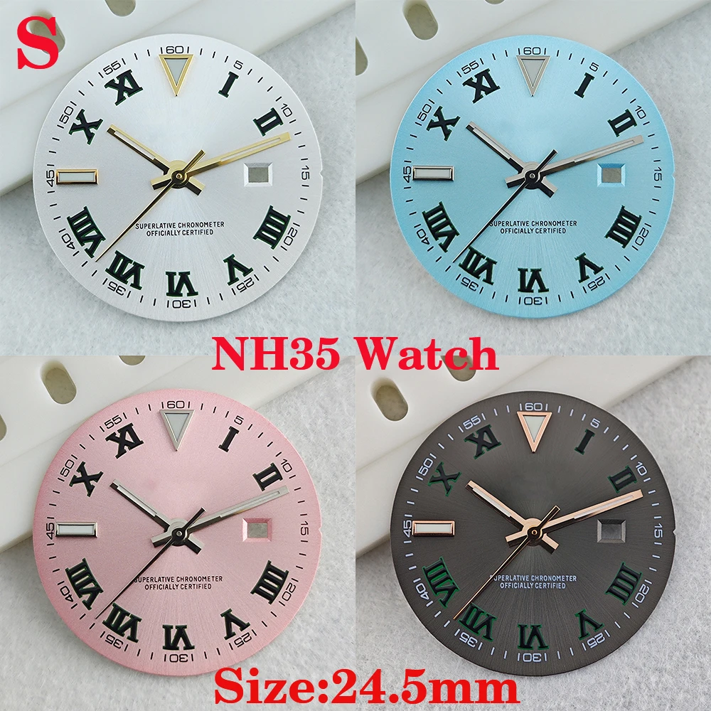 s-ロゴ-nh05-ダイヤル-245mm-ブルー夜光レディース腕時計ダイヤル、nh05-ムーブメントに適していますブルー夜光時計アクセサリー修理ツール
