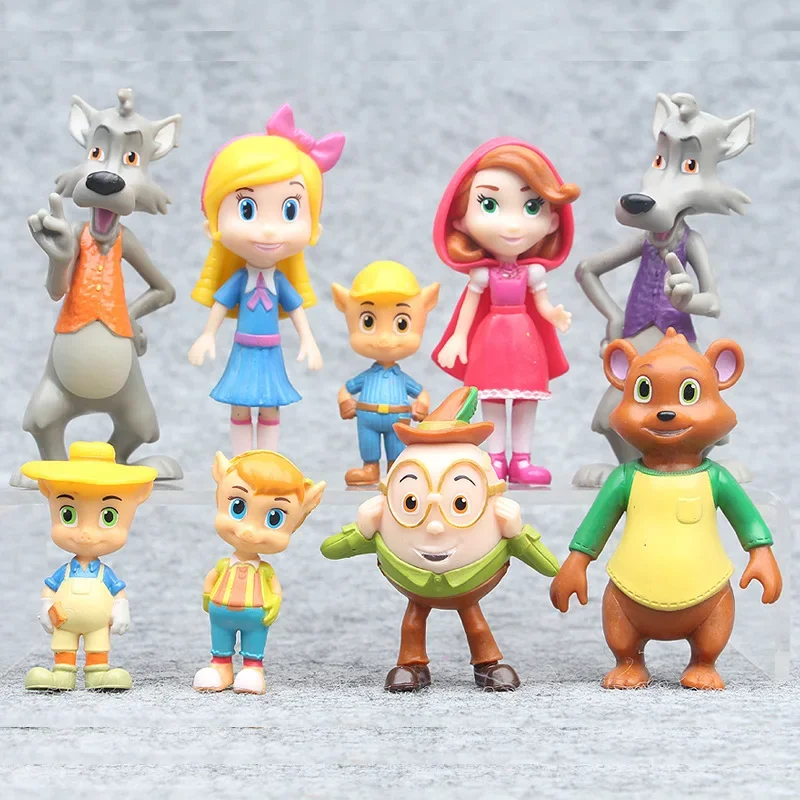 9 قطعة/المجموعة الكرتون لطيف Goldie الدب Goldilocks والثلاثة الدببة الكبيرة سيئة الذئب ليتل الأحمر ركوب هود التماثيل الديكور الحرف