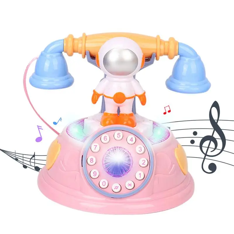 

Children Telephone Toy Astronaut Kids Corded Landline Phone Toy Portable Vintage Rotary Phone Toy For Living Room Home Desk