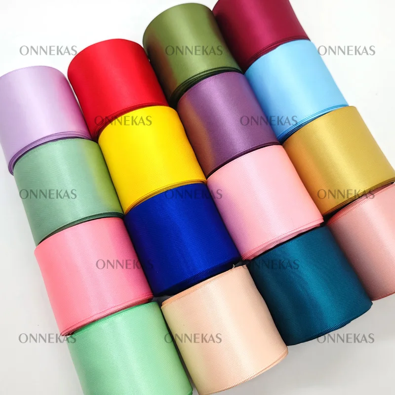 (9Meters) 25/38/50mm Double Sided Satin Ribbon High Quality 100% Polyester Double Face Ribbon Bows Making Ribbon 1