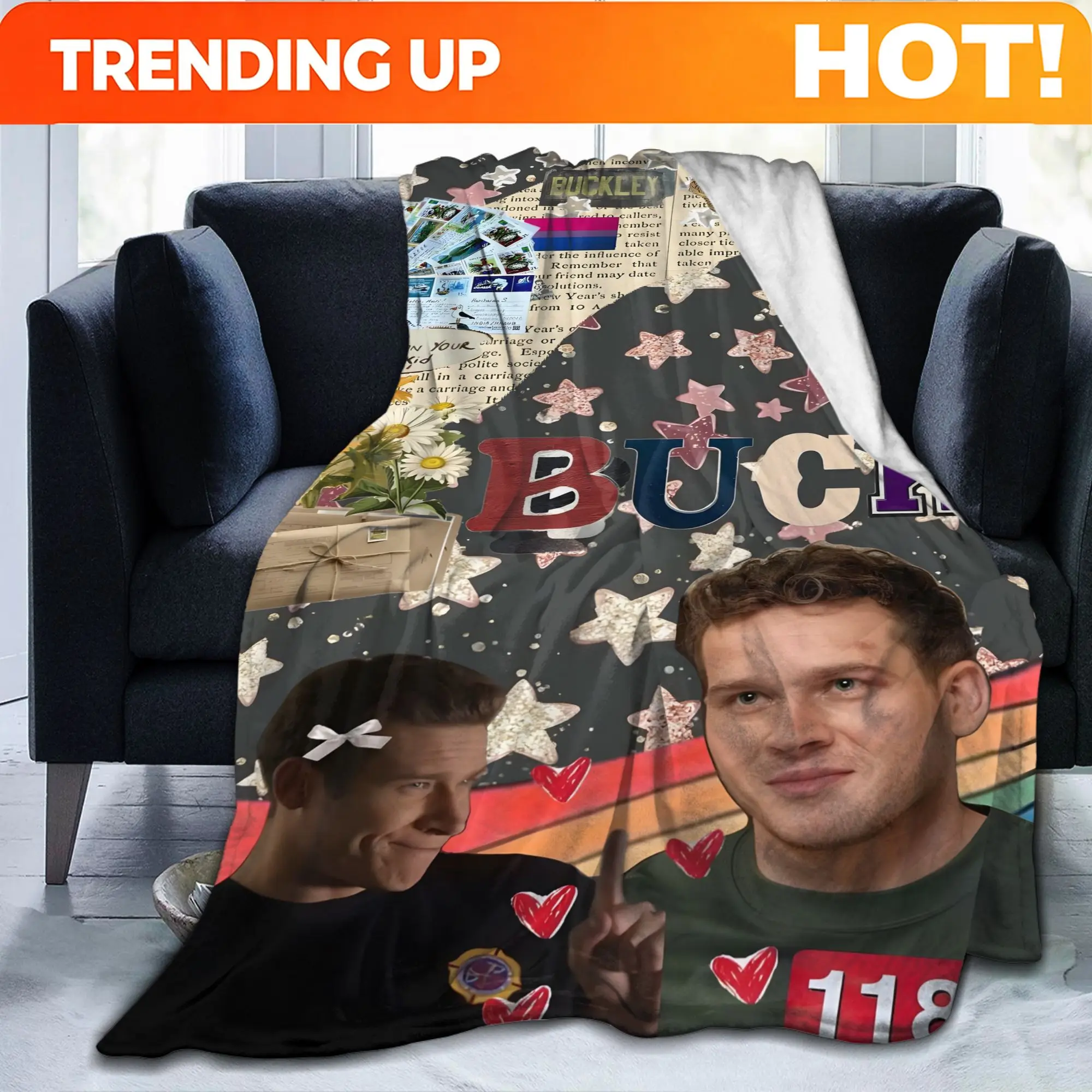 Customize 911 TV Show Inspired Flannel Blanket - Soft All-Season Throw with Iconic 911 Numbers & Characters, Machine Washable, C