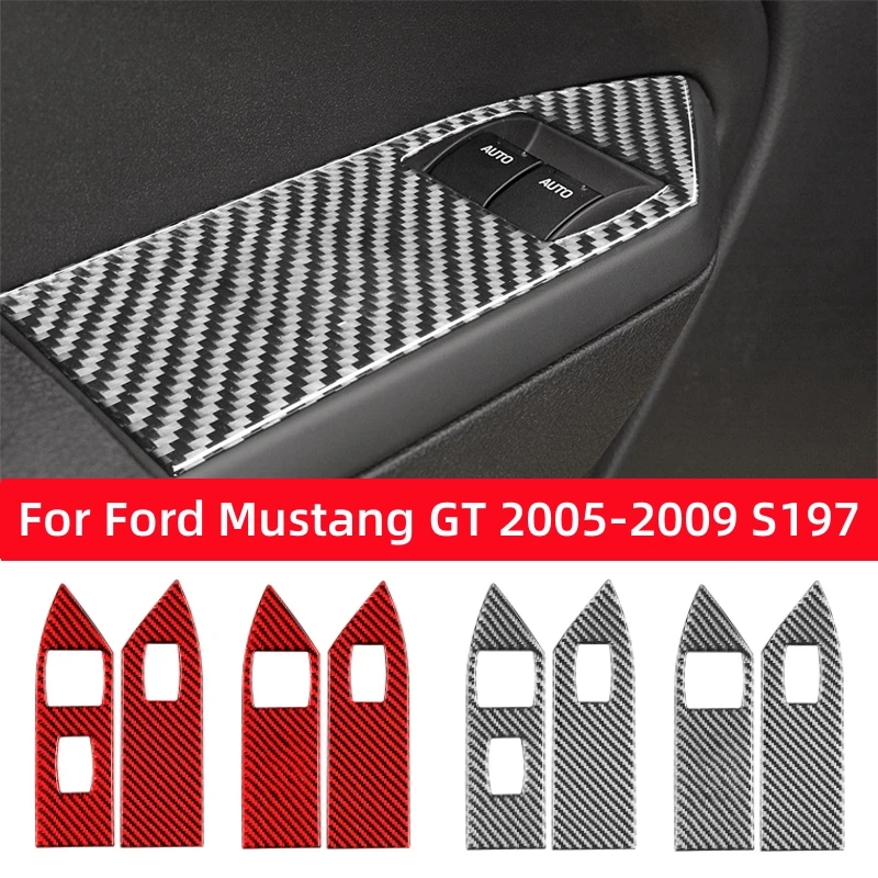 

For Ford Mustang GT 2005-2009 S197 Accessories Carbon Fiber Interior Car Windows Control Panel Frame Sticker Decal Trim Cover