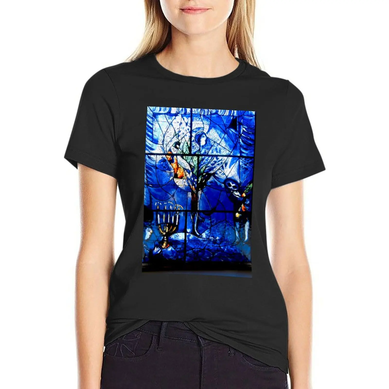 

Marc Chagall glass panel T-shirt Short sleeve tee summer clothes Top Women