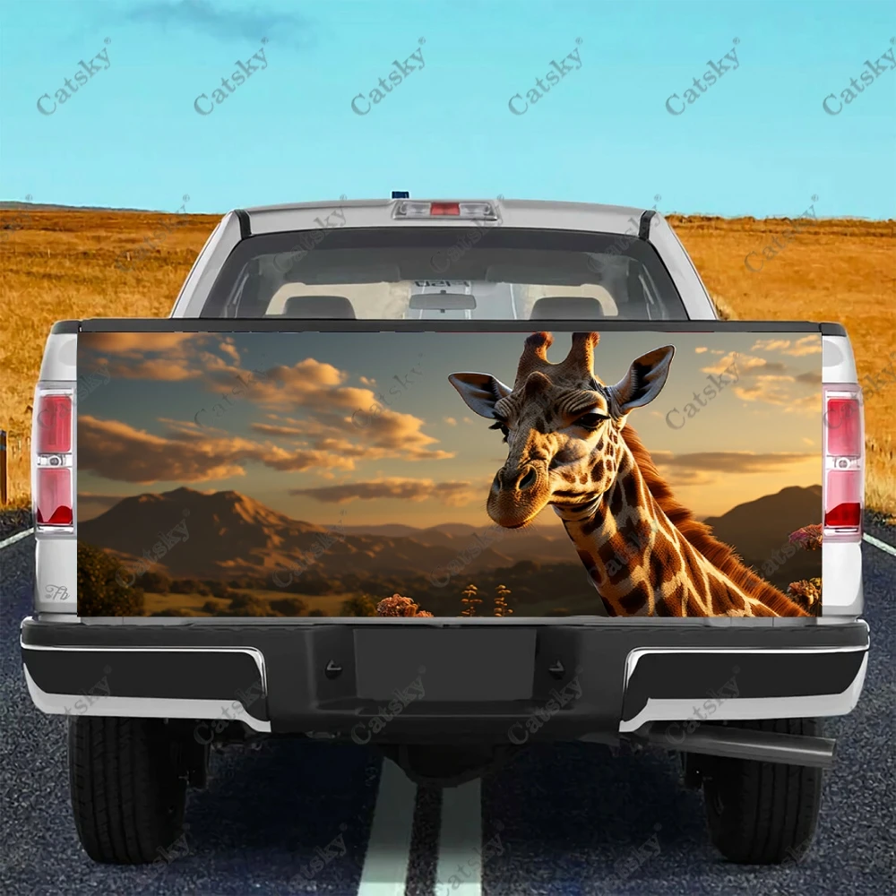 Animal Giraffe Truck Tailgate Wrap Professional Grade Material Universal Fit for Full Size Trucks Weatherproof