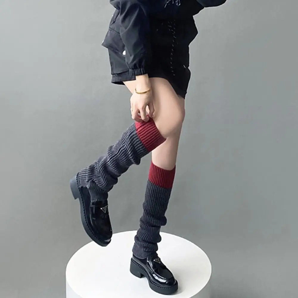 

Style Patchwork Color Autumn Winter for JK Japanese Style Knitted Socks Female Pile Socks Lolita Accessories Women Leg Warmers