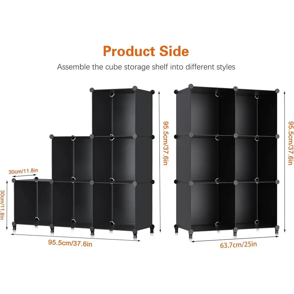 Organizador de cubo de armazenamento com estrutura de metal preto, estante 11.8 para crianças, quarto, banheiro