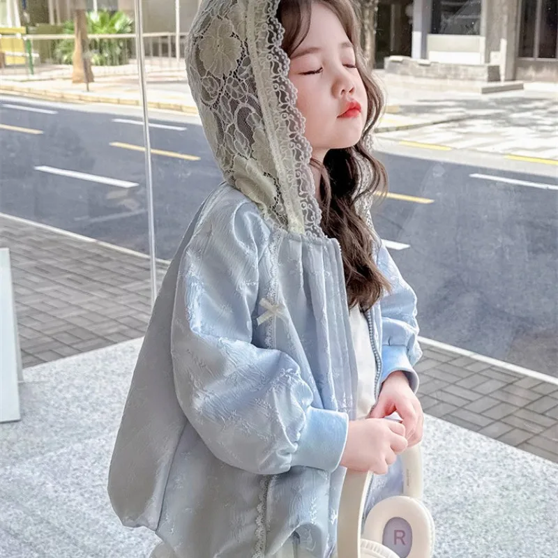 Baby Girls Princess Hooded Lace Jacket Unique Beautiful Coat Trendy Daily Wear Spring Autumn Outfit