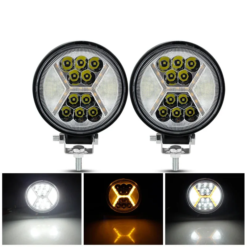 78 W runde LED-Arbeitsscheinwerfer mit bernsteinfarbenem Tagfahrlicht, 12000 lm, Flutlicht-Kombinationsstrahl, Arbeitslicht, Pod, Off-Road für SUV-LKW