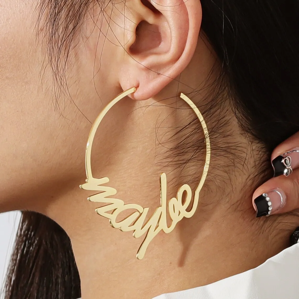 

70mm Stainless Steel Hoop Earrings Women Large Hoop Earrings Custom Name Earrings Personalized Gift for Girlfriend