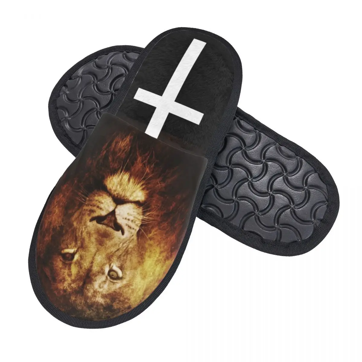 Custom Catholic Jesus Cross Comfort Scuff With Memory Foam Slippers Women Christian Religious Bedroom House Shoes