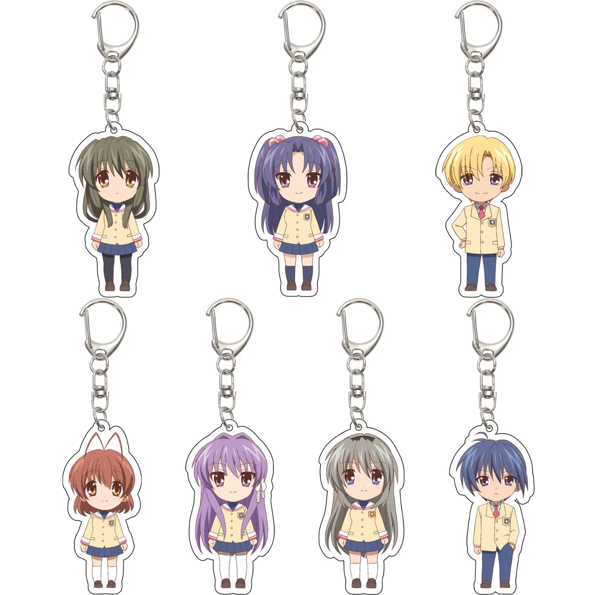55MM Anime CLANNAD Nagisa Furukawa Fujibayashi Kyou Fujibayashi Ryo Sakagami Tomoyo Ibuki Fuko Acryl-Schlüsselanhänger Niedliche Geschenke