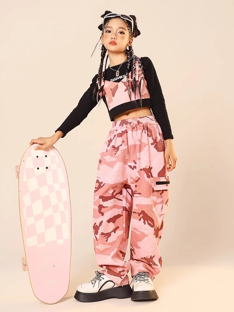 Vêtements de danse Kpop Jazz pour filles, GlaPants roses, CamSolomon Performance, Vêtements Hip Hop trempés pour enfants, Costume de scène, BL12522, Nouveau