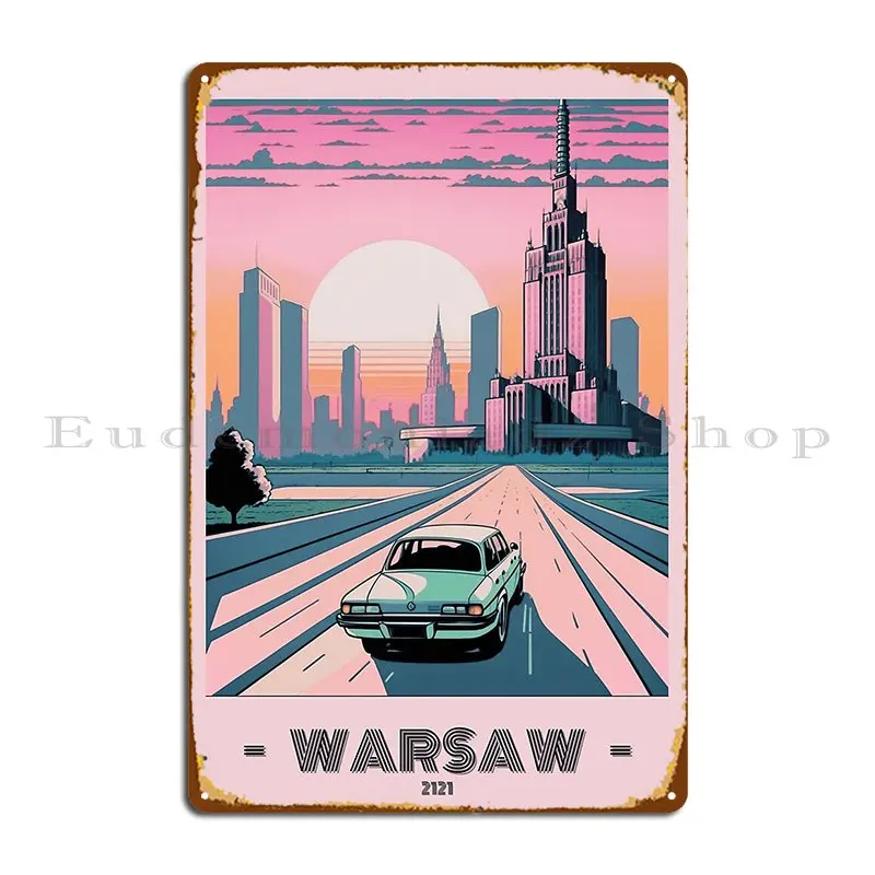 Варшава в 2121. футуристическая ретро-эстетика. Металлический знак. Создайте кинотеатр. Вечеринка. Клубный дизайн. Оловянная вывеска. Плакат. Варшава в 2121. футуристическая ретро-эстетика. Металлический знак. Создайте кинотеатр. Вечеринка. Клубный дизайн. Оловянная вывеска. Плакат.