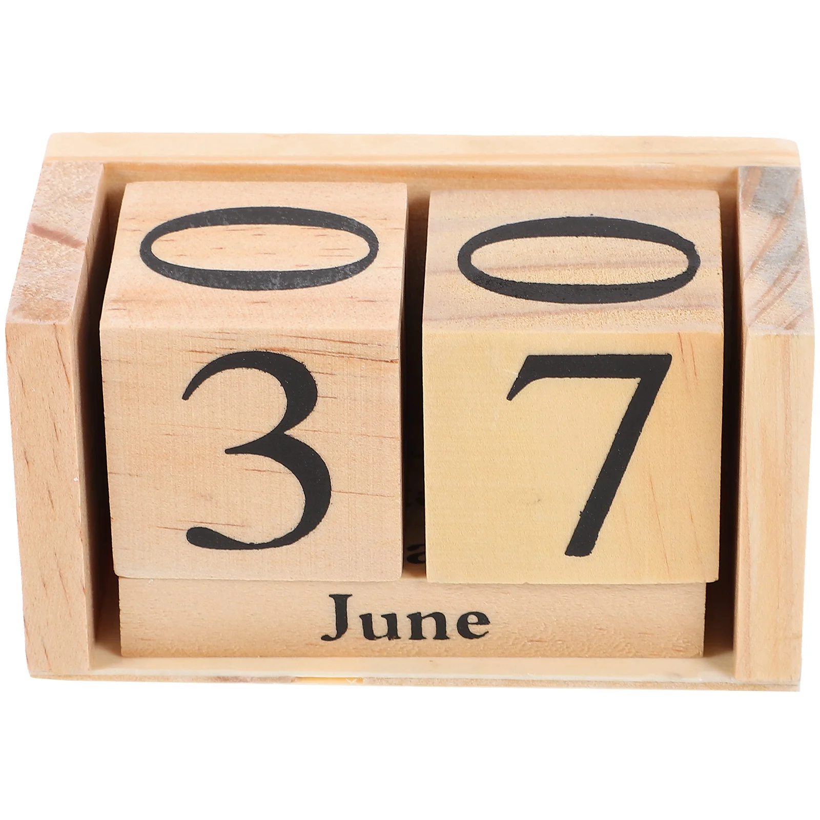 

Retro Decor Wooden Block Calendar Small Decorative Perpetual Standing Vertical Table Desk Office