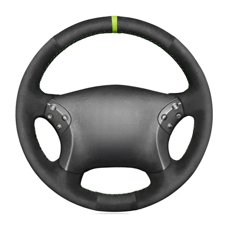 Black Suede Leather Car Steering Wheel Cover Car Accessories For Mercedes Benz W203 C-Class 2001 2002 2003 2004-2006 2007