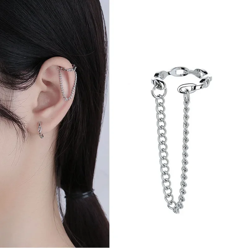 1 Pcs Non-pierced Ear Clip Korean Chain Tassel Clip Earrings For Women Fake Piercing Earbone Ear Cuff Jewelry Gifts