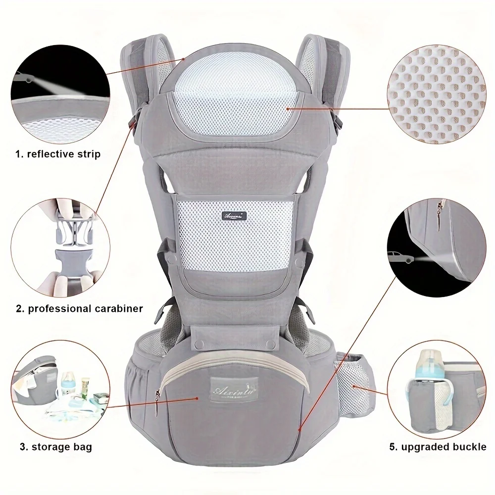 Ademende Ergonomische Babydrager Taille Kruk-Veilige Gesp, Frontontwerp, Duurzaam En Huidvriendelijk, Perfect Cadeau Voor Ouders