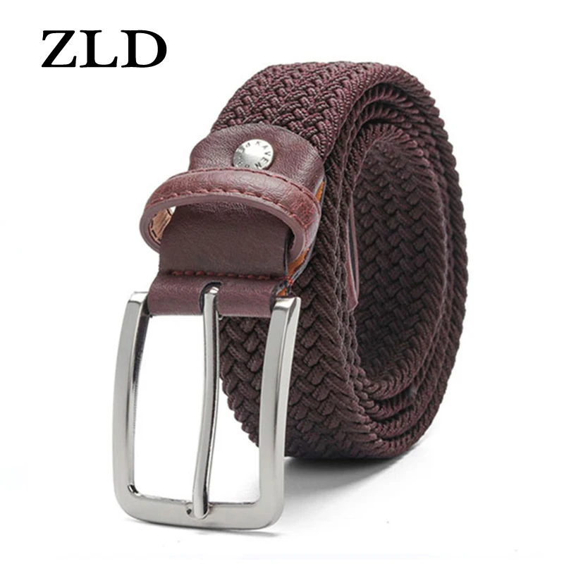 

ZLD Men's belt Genuine Alloy pin buckle Elastic belt woven waist belt new fashion casual jeans wild luxury brand the man belt