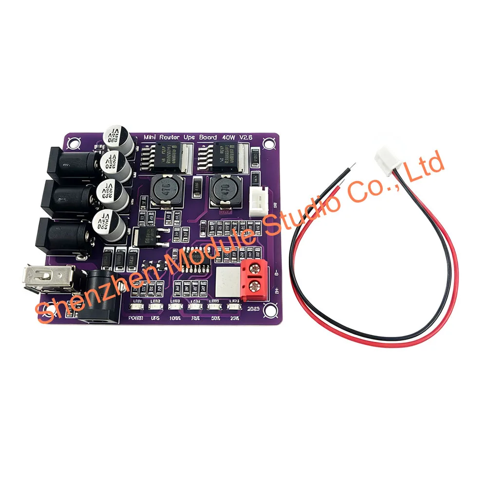 40W Battery Charging Board 4-Port Mini Router UPS Board 11.1V Power Module USB/DC Port