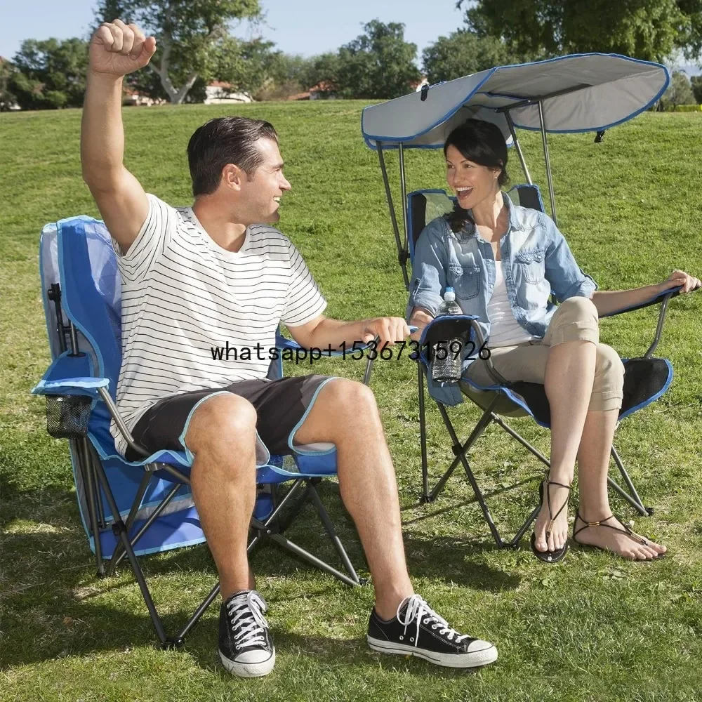 Original Foldable Canopy Chair for Camping, Tailgates, and Outdoor Events, Grey/Light Blue