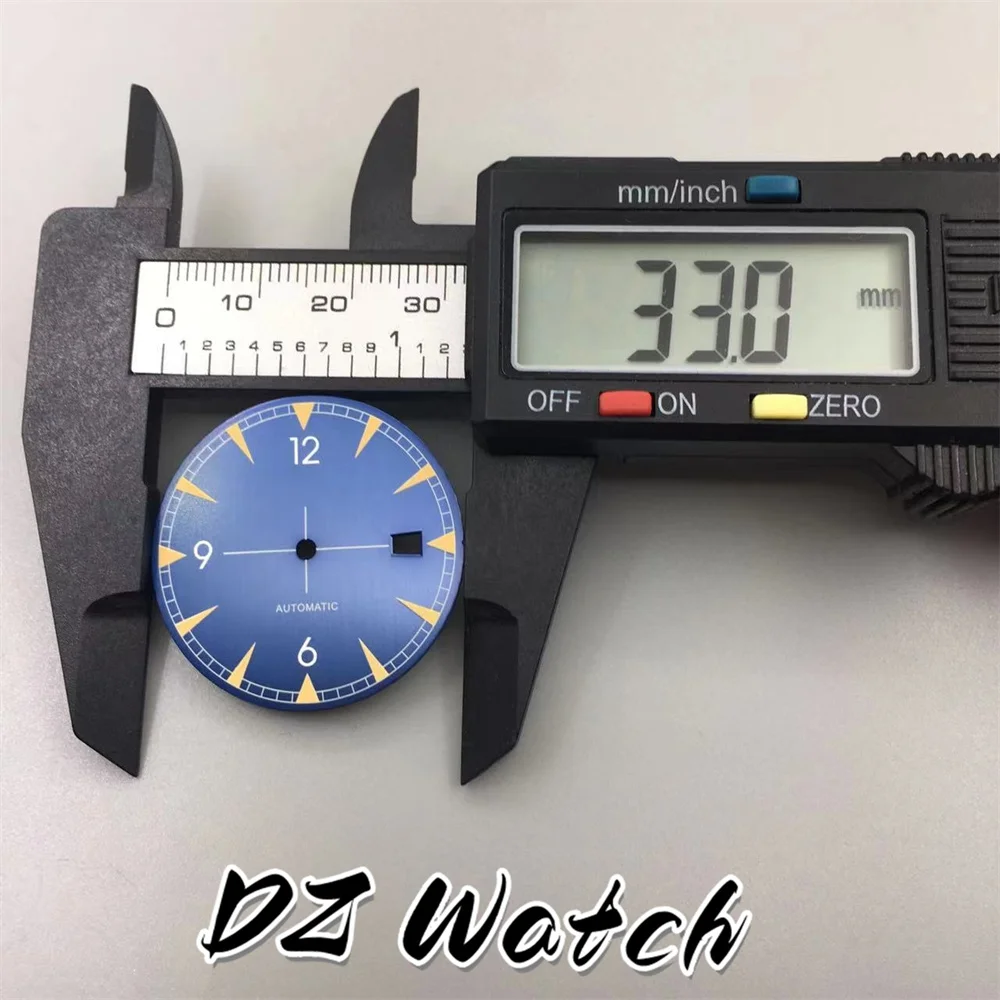 White Green Blue Black 33mm watch dial Green luminous fit NH35 movement
