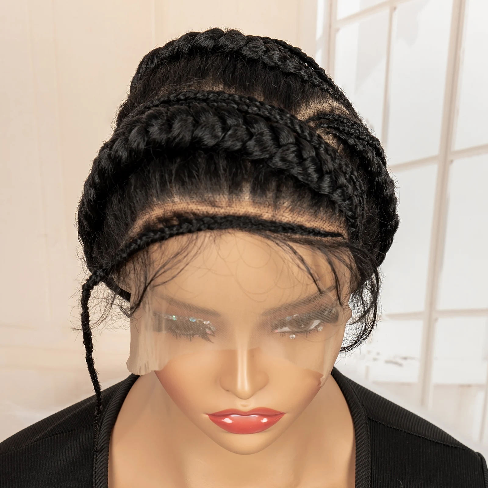 Nuovo Arrivo Afro Bantu Parrucche Intrecciate Sintetico Pieno Del Merletto Cornrow Box Intrecciate Parrucche Naturali Fatti A Mano Trecce Parrucca per Le Donne Nere