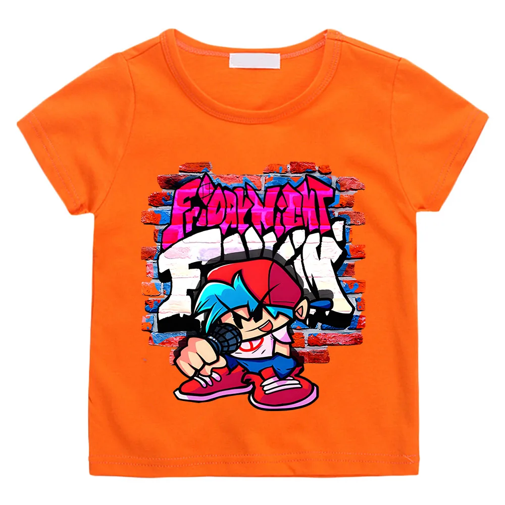 Hot Game Friday Night Funkin T-shirts for Girls Kids T Shirts Big Boys Summer Short Sleeve Tees Kids Summer Clothes Pink Shirt