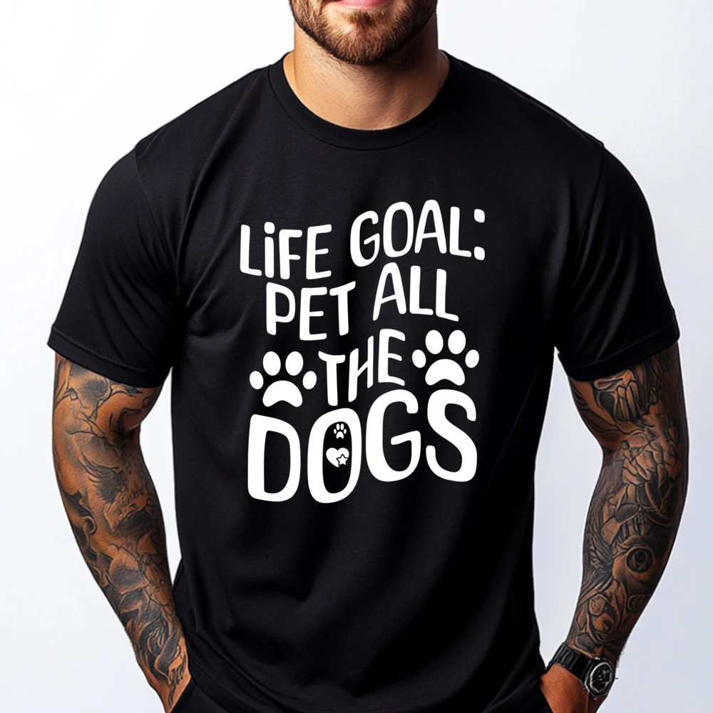 

Life Goal Pet All The Dogs For Dog Red And Black Graphic T Shirt Oversize Man Luxury Clothing Casual