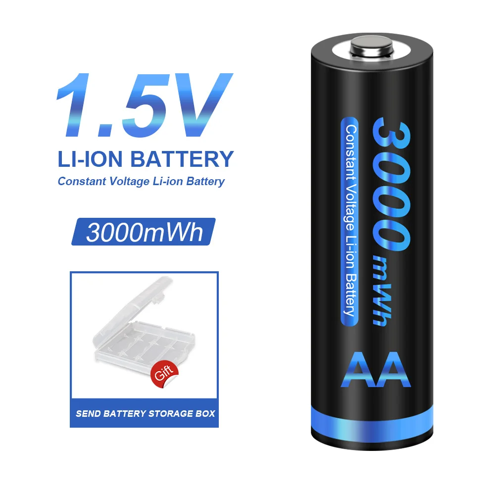 Akumulator litowo-jonowy 1.5 V AA litowo-jonowy 3000mWh 1.5 V AA akumulator litowo-jonowy z 1,5 V AA ładowarka do baterii AAA