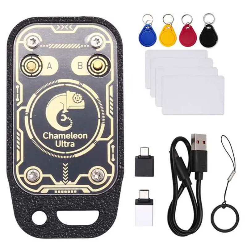 FULL-Chameleon Ultra Plus RFID Smart Card Emulator Reader + 4XUID Sleutelhanger/CUID-kaart IC ID-kaart Decoder/Reset + Automatisch Polling