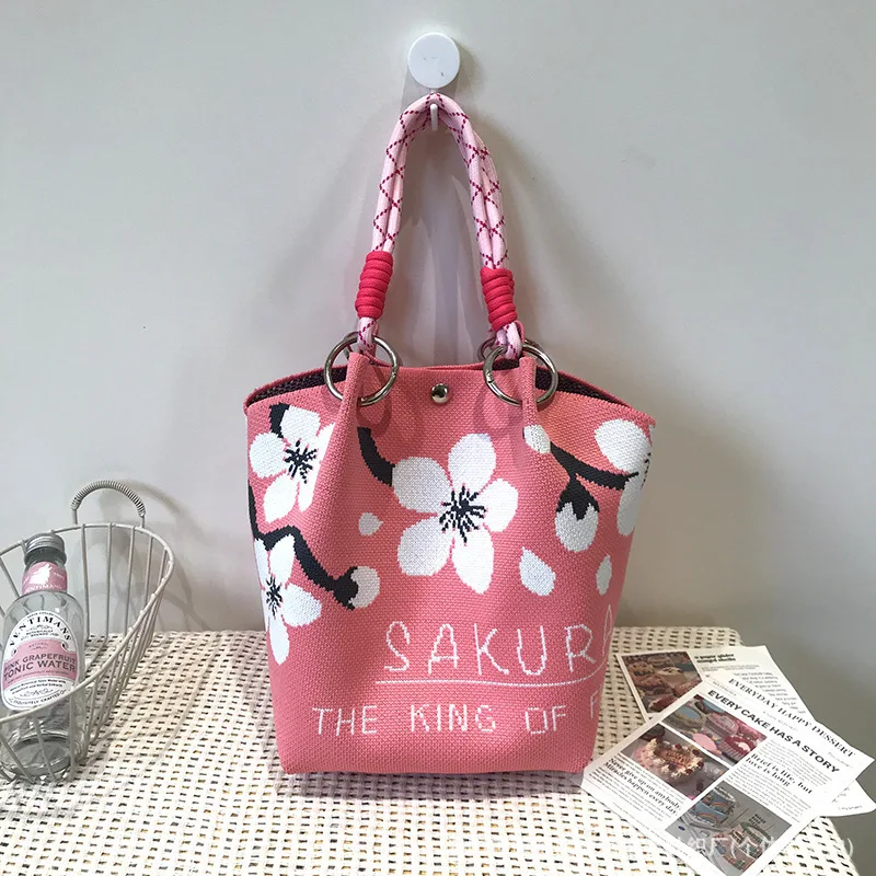 Women's Knitted Handbag Tote Bag - Fashion Water Bucket Purse for Work, Travel, Shopping image 5