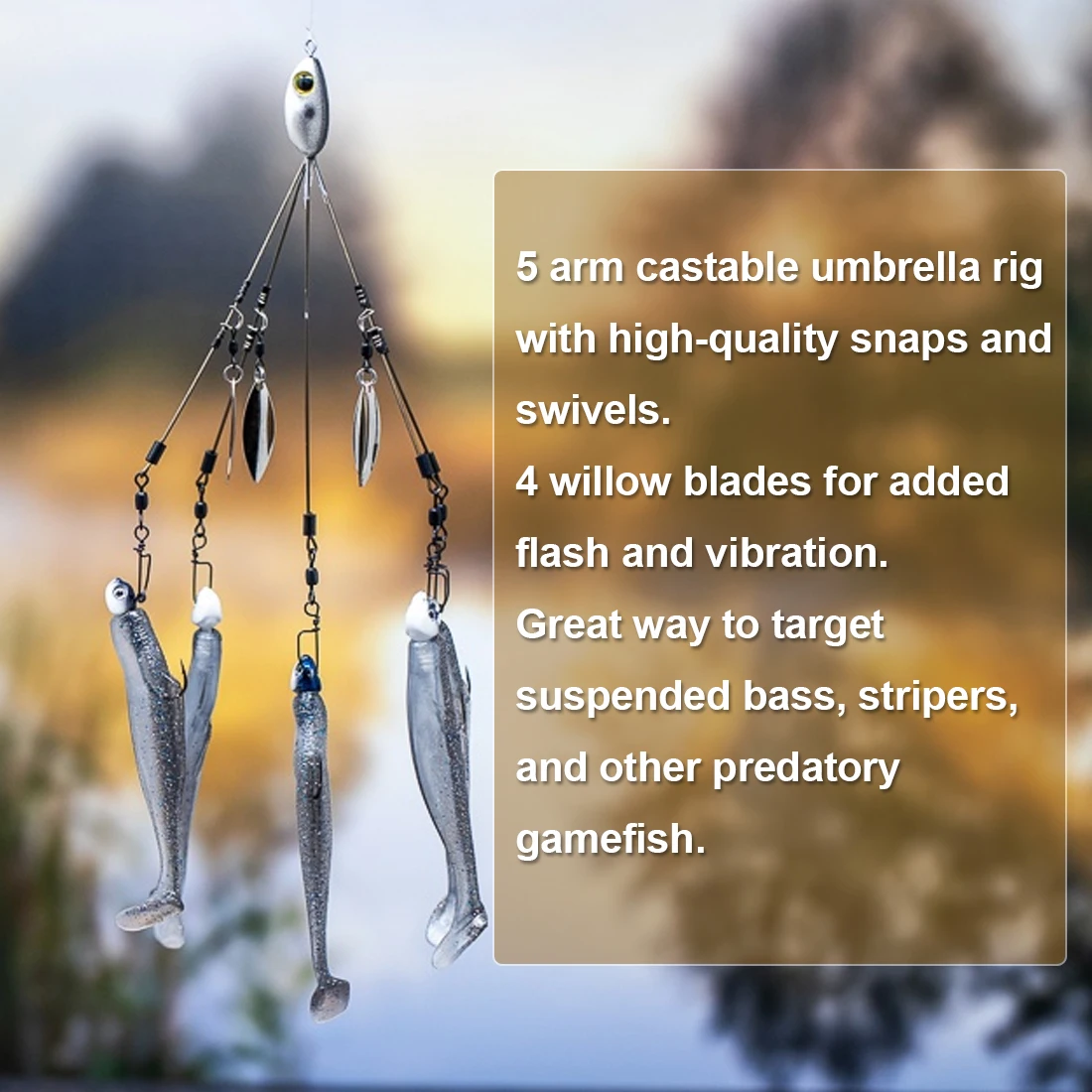 FishTrip Alabama Umbrella Rig Fishing Lure for Fishing Trolling view 4