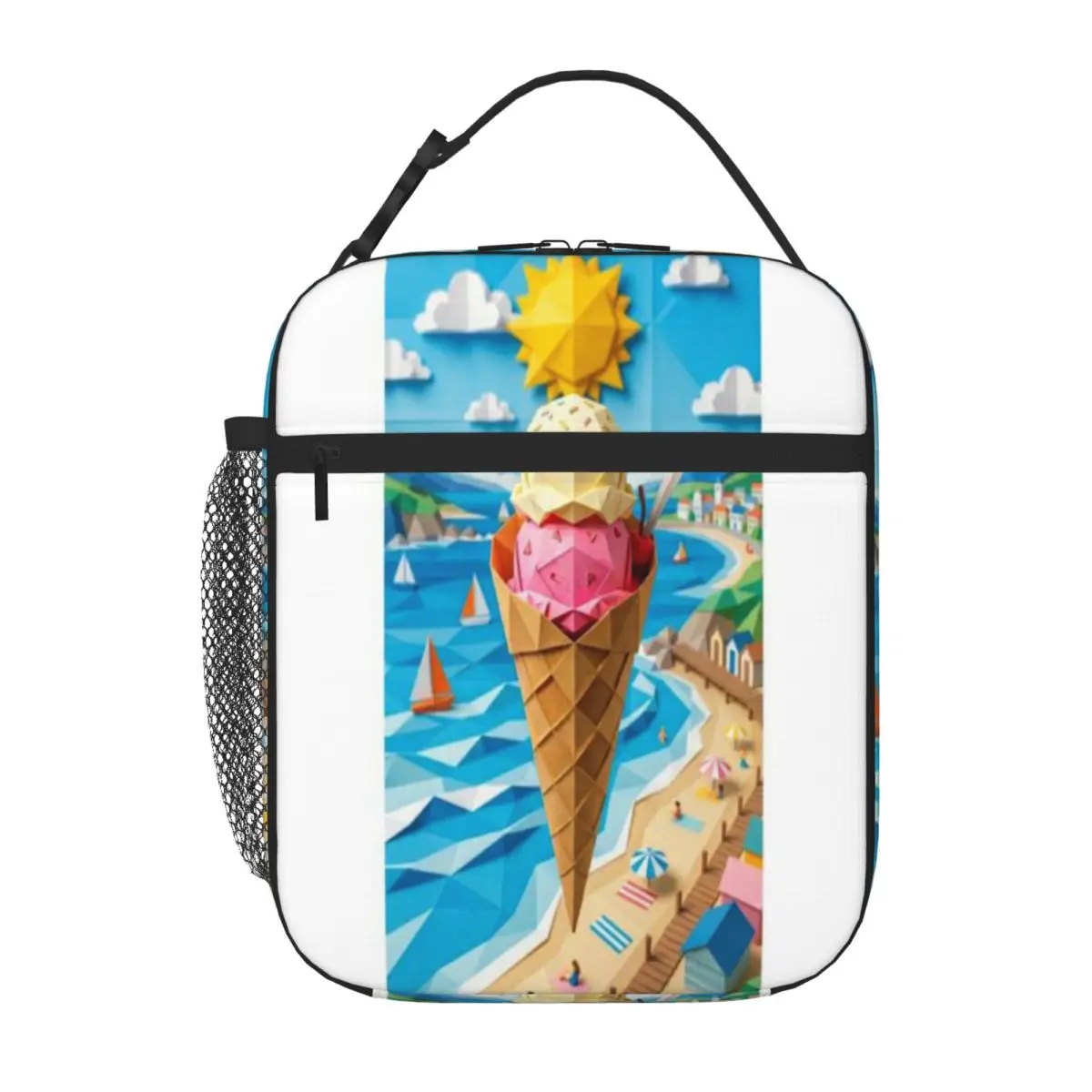 Hot Sale Paper Icecream Polka Dot Outdoor Lunch Bag Office Homemade Meal Commuter Lunch Bag