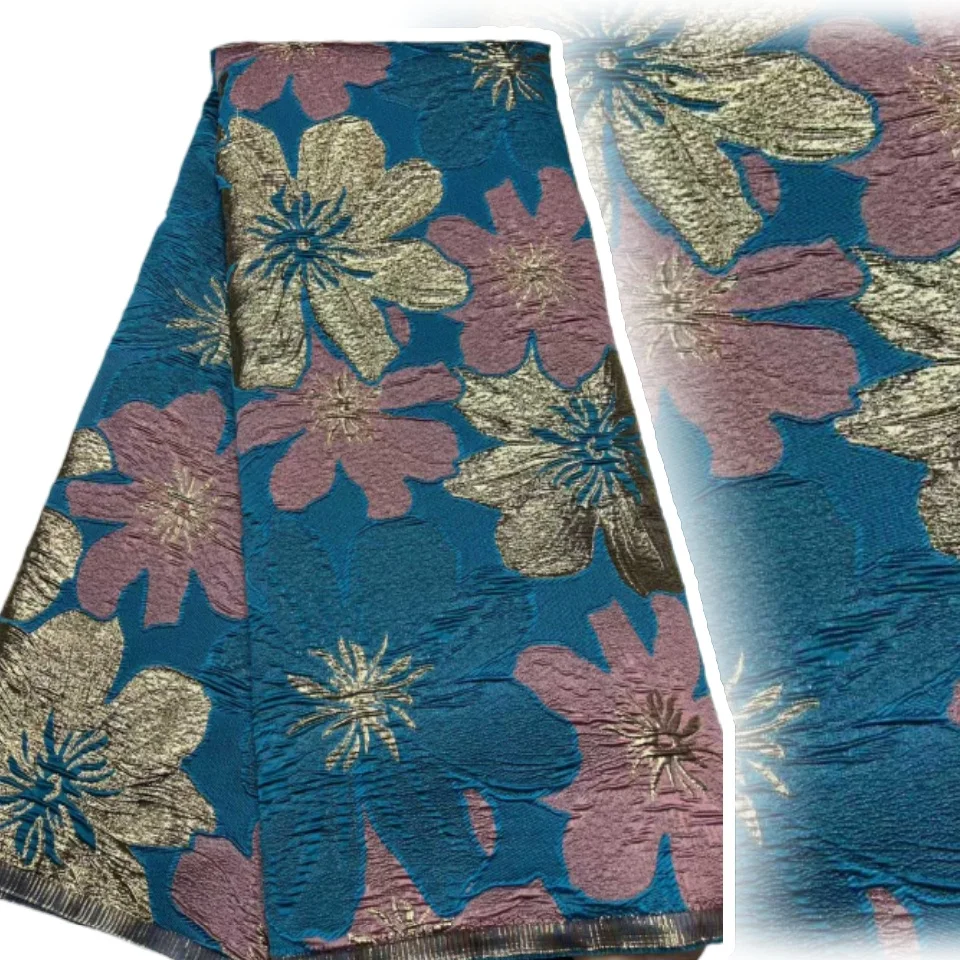 

2025 новейшая французская жаккардовая кружевная ткань, парча, африканская ткань, кружевная позолоченная вышивка, нигерийская кружевная ткань для свадебного платья S1577